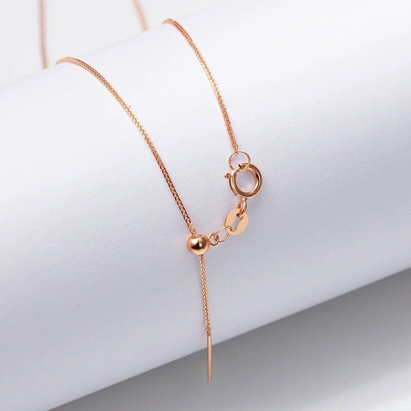 18k金项链女万能针式肖邦链O字玫瑰金彩金可调节素链锁骨链子正品