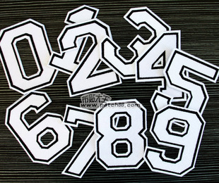 精工 运动NBA球衣号码数字布贴 白色胸章 背贴 DIY 绣花 臂章 9CM