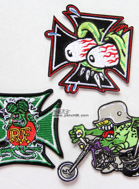 rat fink rf 卡通老鼠芬克传奇 汽车改装 布贴 DIY 绣花袖章 臂章