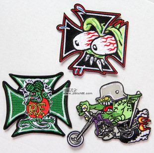 rat fink rf 卡通老鼠芬克传奇 汽车改装 布贴 DIY 绣花袖章 臂章