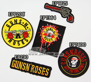摇滚乐队绣花袖 枪炮与玫瑰布贴 ROSES枪花 GUNS 章 手枪臂章