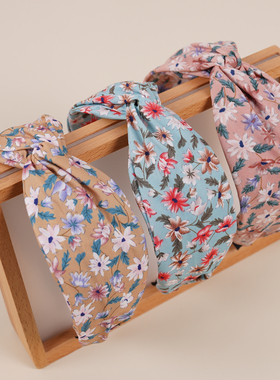 复古交叉宽边时尚布艺小碎花头饰发卡发箍hair hoop hair band