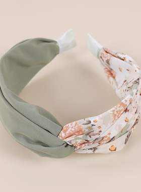 复古交叉宽边布艺撞色小碎花头饰发卡发箍hair hoop hair band