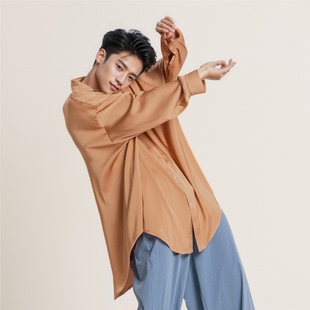 練功夏舞蹈服跳舞中國(guó)古典寬松襯衣飄逸襯衫 男成人長(zhǎng)袖 現(xiàn)代舞服裝