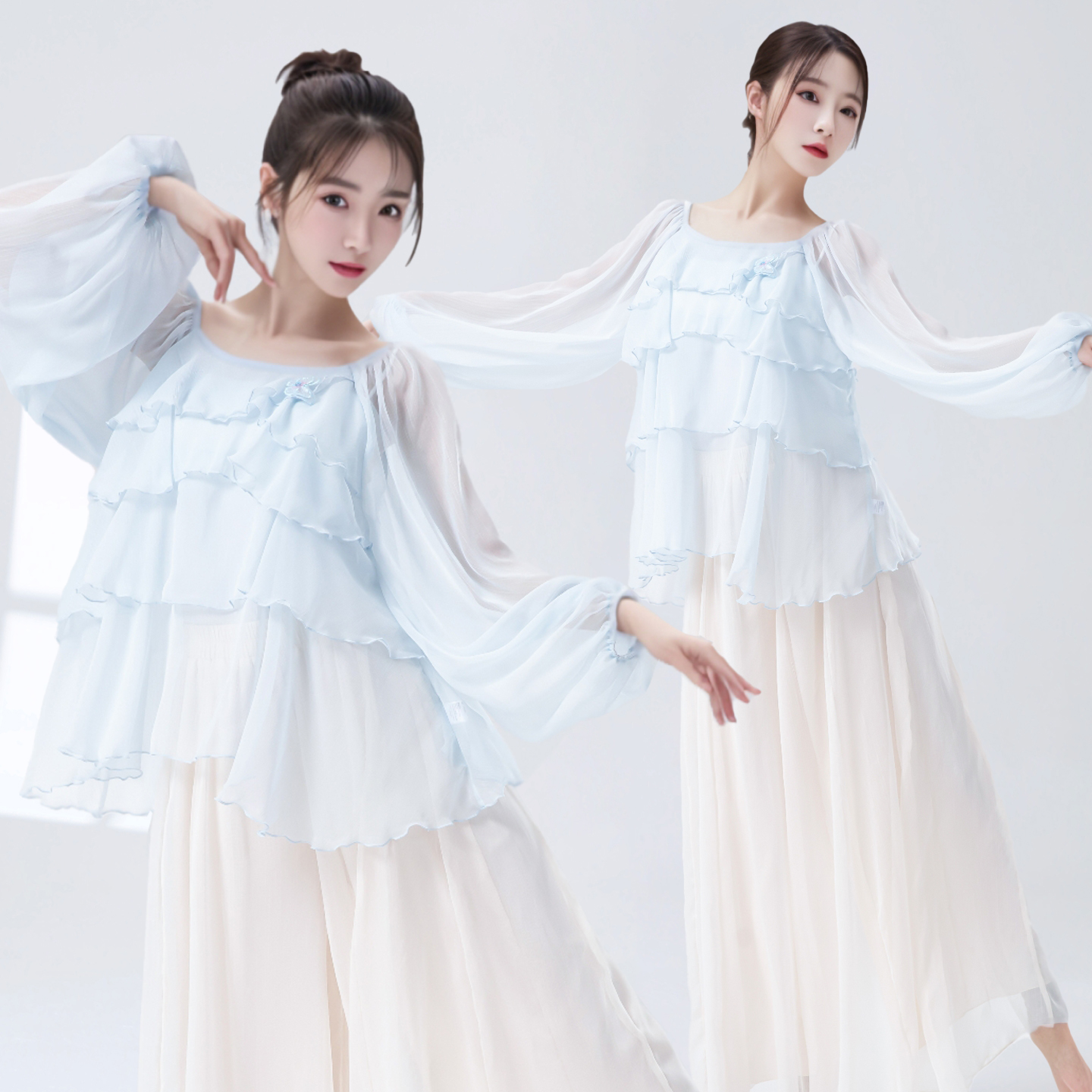 新款宽松专业演出古典舞灯笼袖