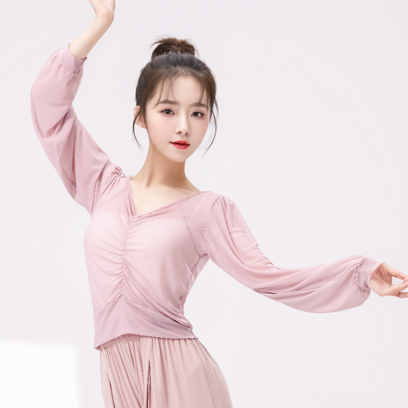 中国舞长袖古典舞网纱身韵上衣女