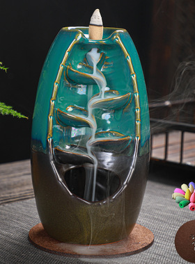 釉陶山水中式家用仿古创意摆件