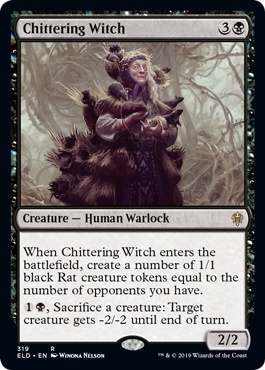 牌客窝 万智牌 吱响巫婆  Chittering Witch 金 黑