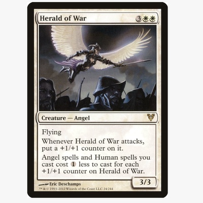 牌客窝 万智牌 战令天使 Herald of War 金 白