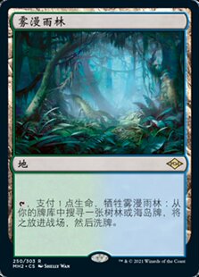牌客窝 万智牌  雾漫雨林 Misty Rainforest  金 地 闪