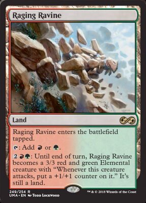 牌客窝 万智牌  奔腾深谷 Raging Ravine 金 地 闪