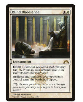 牌客窝 万智牌  盲目服从 Blind Obedience 金 白色