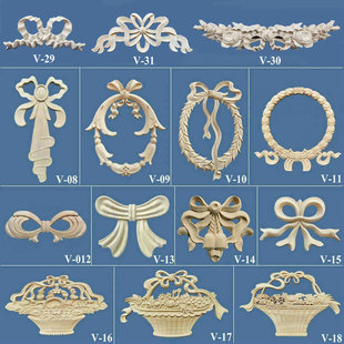 家具柜门装 饰木门背景墙木花 欧式 蝴蝶结木雕花贴花实木角花法式