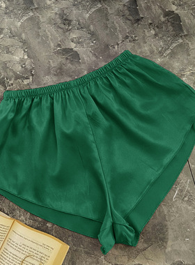 冰丝睡裤糖果色防走光裙裤黑色夏女仿真丝超短性感打底裤绿色休闲