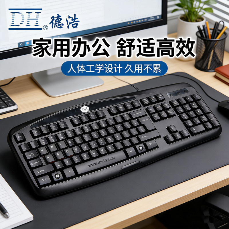 正品DH/德浩KB-601有线键盘台式机设计PS家用商务画图办公USB力胜