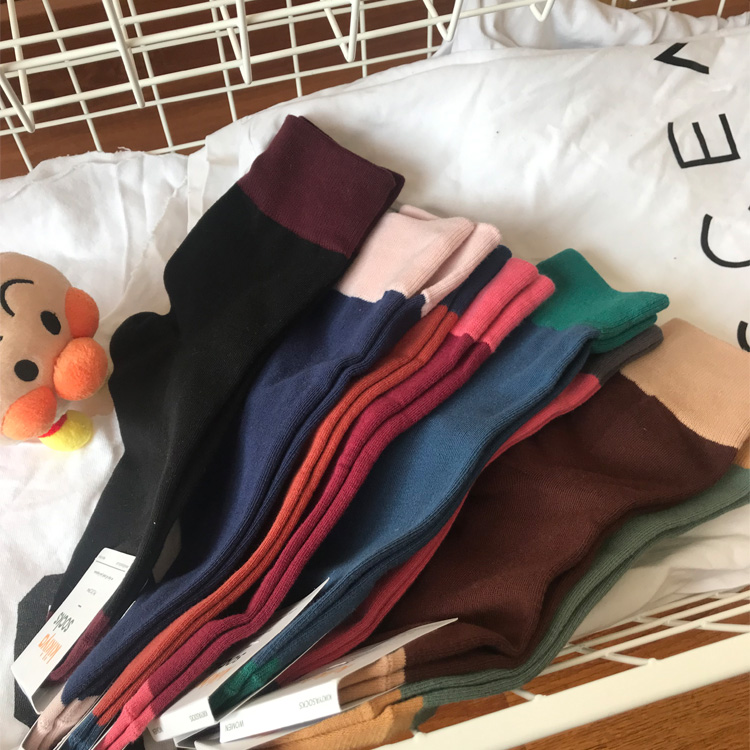 东大门韩国进口拼色简约风女袜