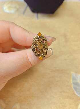 【BW中古】西德手工掐丝水晶戒指，开口戒