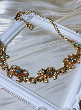 【BW中古】中古vintage浓金蓝色莱茵石Chocker