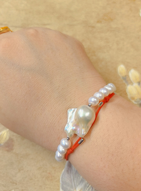 【BW珍珠】纯手工制作巴洛克珍珠搭配小灯泡爱迪生珍珠手串7mm