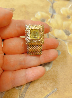 【BW中古】中古法式小众橄榄石金色编织纹袖扣，女人带感觉好撒