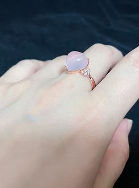 【BW宝石】心形饱嘟嘟粉水晶开口戒指