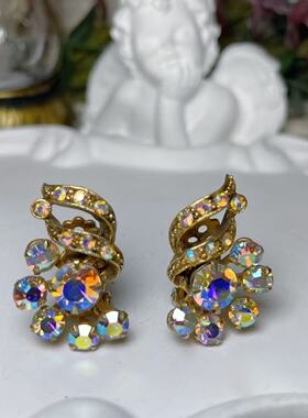 【BW中古】中古小众牌Selini稀有款打标炫彩莱茵石耳夹