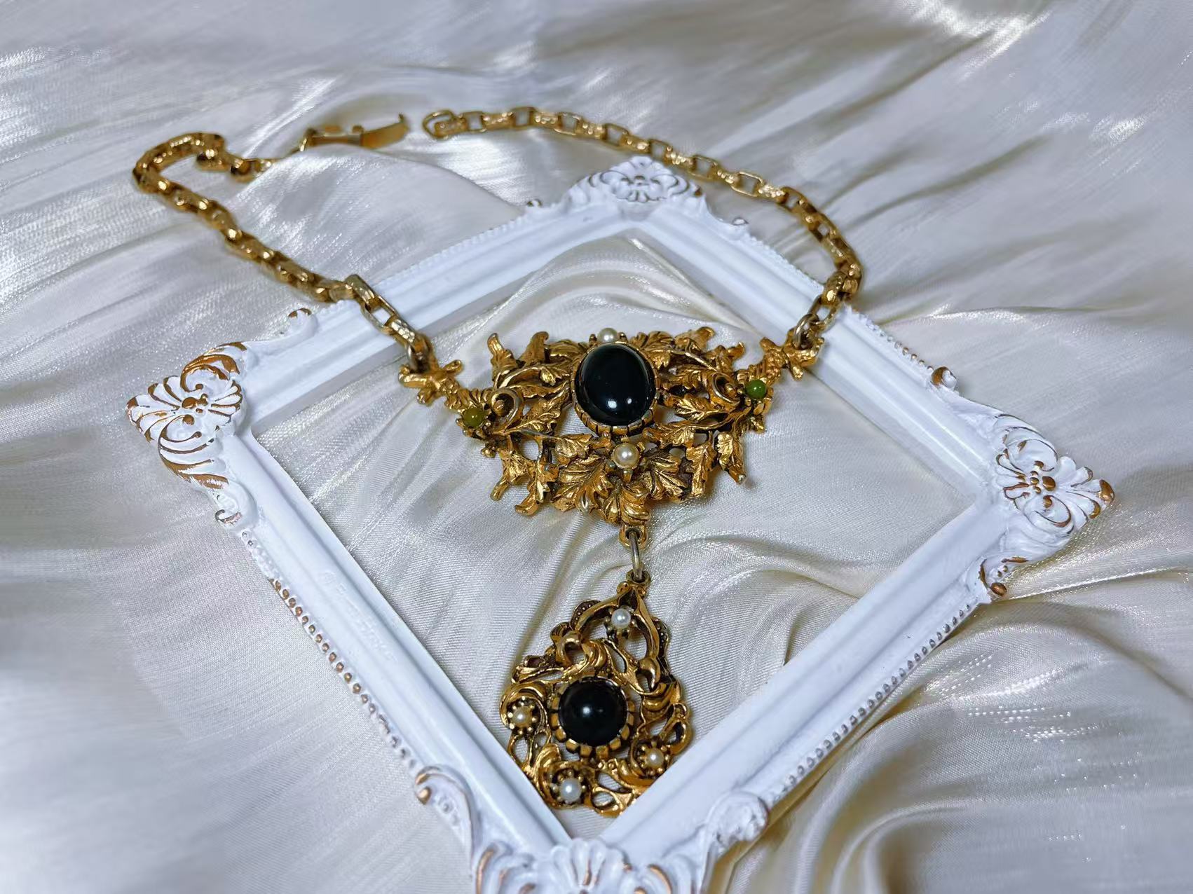 【BW中古】古董玛瑙玉石珍珠项链,超漂亮