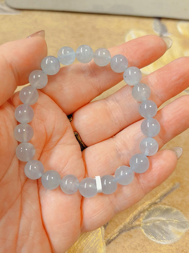 【BW宝石】天然猫眼海蓝宝一线天手串，星空蓝转运手串，8.8mm
