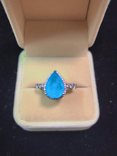 【BW宝石】豪镶人工培育帕拉伊巴配培育钻戒指,人工咱做的高品质