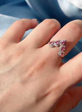 【BW宝石】帕帕拉恰粉色蓝宝石心形戒指，活口，带证书