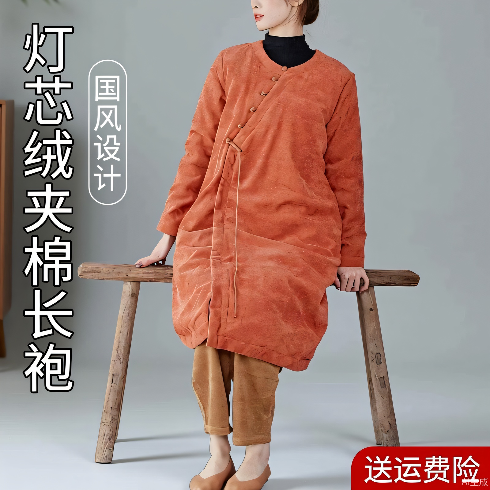 复古民族风|灯芯绒夹棉袍子