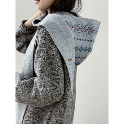 复古北欧风|一体连帽围巾