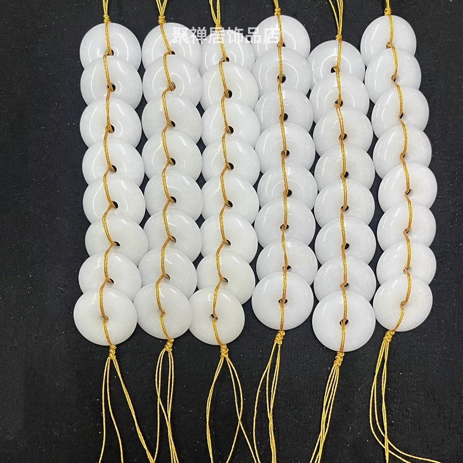 八白玉金线串挂件六白玉平安扣白绳金色绳穿玉扣环门对门家居饰品,家居饰品,其他工艺饰品,淘宝优惠券,粉丝福利购,淘宝优惠卷