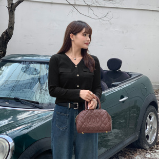 衬衫 秋冬胖mm大码 宽松显瘦V领长袖 减龄藏肉针织衫 上衣91028 女装