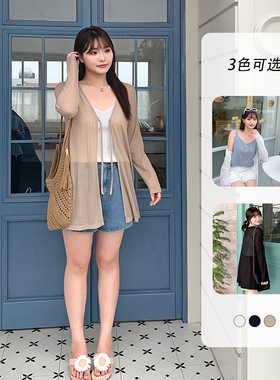 大码女装200斤胖mm早秋针织开衫长款外套宽松显瘦百搭上衣女31560