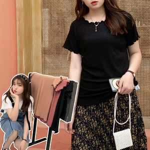 大码女装胖MM上衣2023新款胖妹妹显瘦百搭T恤打底衫女64901
