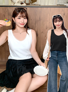 大码女装200斤胖mm春夏蕾丝拼接背心宽松显瘦百搭无袖上衣女32233