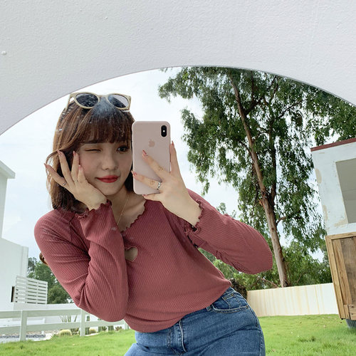 大码女装秋冬胖妹妹200斤甜美减龄宽松显瘦长袖打底衫上衣90361