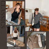 大码 胖mm简约百搭洋气减龄上衣31875 打底T恤衫 女装 POLO领正肩长袖