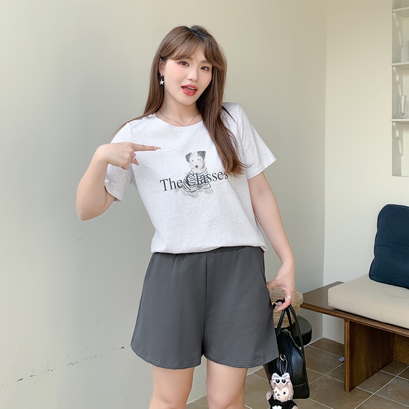 大码女装卡通印花短袖T恤