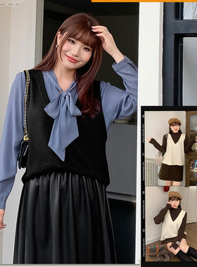 大码女装秋冬简约百搭上衣胖mm宽松显瘦韩版纯色背心马甲31918