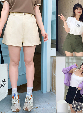 200斤胖MM早秋大码女装减龄牛仔短裤宽松显瘦韩版A字阔腿裤31187