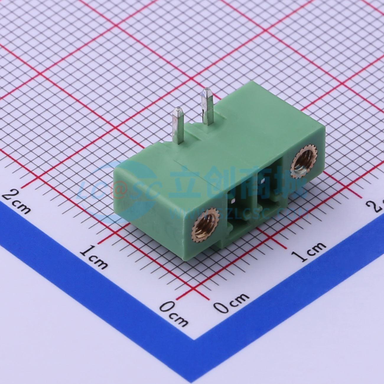 插拔式接线端子 DB2ERM-3.81-2P-GN 弯插,P=3.81mm 板端/插座-闭