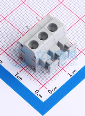 5只起 弹簧式接线端子 MX235-5.0-03P-GY01-Cu-A 插件P=5.0mm 3P