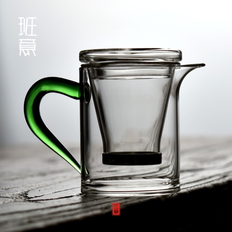 班意玻璃茶漏耐高温圆形公道杯