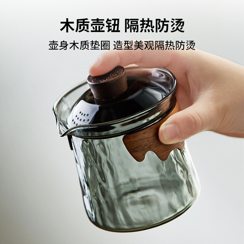 玻璃盖碗泡茶防烫单个大号高档不烫手三才手抓壶功夫茶具茶碗套装