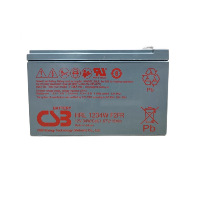 CSB HRL1234W F2FR 12v9ah免维护蓄电池 UPS电瓶电梯后备电源电池