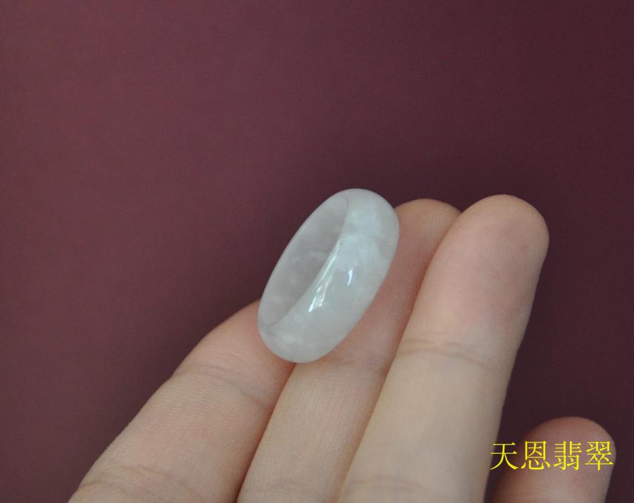 天恩翡翠 天然a货翡翠正品糯种纯白翡翠戒指/玉指环吊坠18.4男女