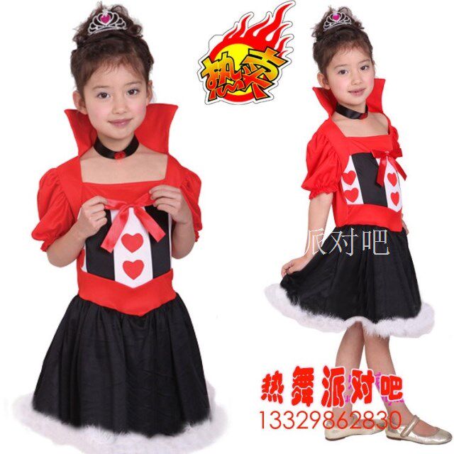万圣节儿童表演服饰 红心皇后服万圣/圣诞/儿童节用