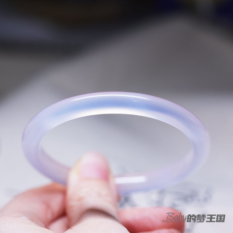 纯天然玛瑙手镯白月光玉镯女款冰种玉髓高冰透荔枝冻原色（宽7-8